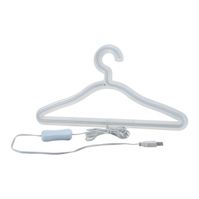 Clothes Hanger LED Neon Light Colorful Sign Night Lamp Store Decor (White)