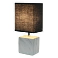 thumbnail image 2 of Simple Designs Petite Marbled Ceramic Table Lamp with Fabric Shade, White with Black Shade, 2 of 6
