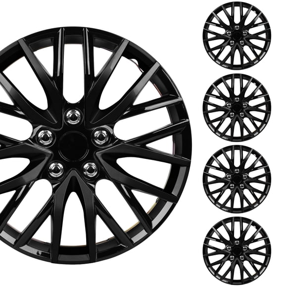 Hubcaps BDK Premium Black de 16 pulgadas para coche, camión y SUV (paquete de 4)
