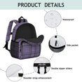 thumbnail image 4 of Purple and Black Checkered Pattern Backpack for School, Cute School Bag with Adjustable Shoulder Straps and Padded Back, 15"x11.42"x5.5", 4 of 5