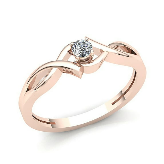 Genuine 0.25ctw Round Cut Diamond Ladies Bridal Solitaire Anniversary Engagement Ring Solid 14K Rose, White or Yellow Gold GH SI2