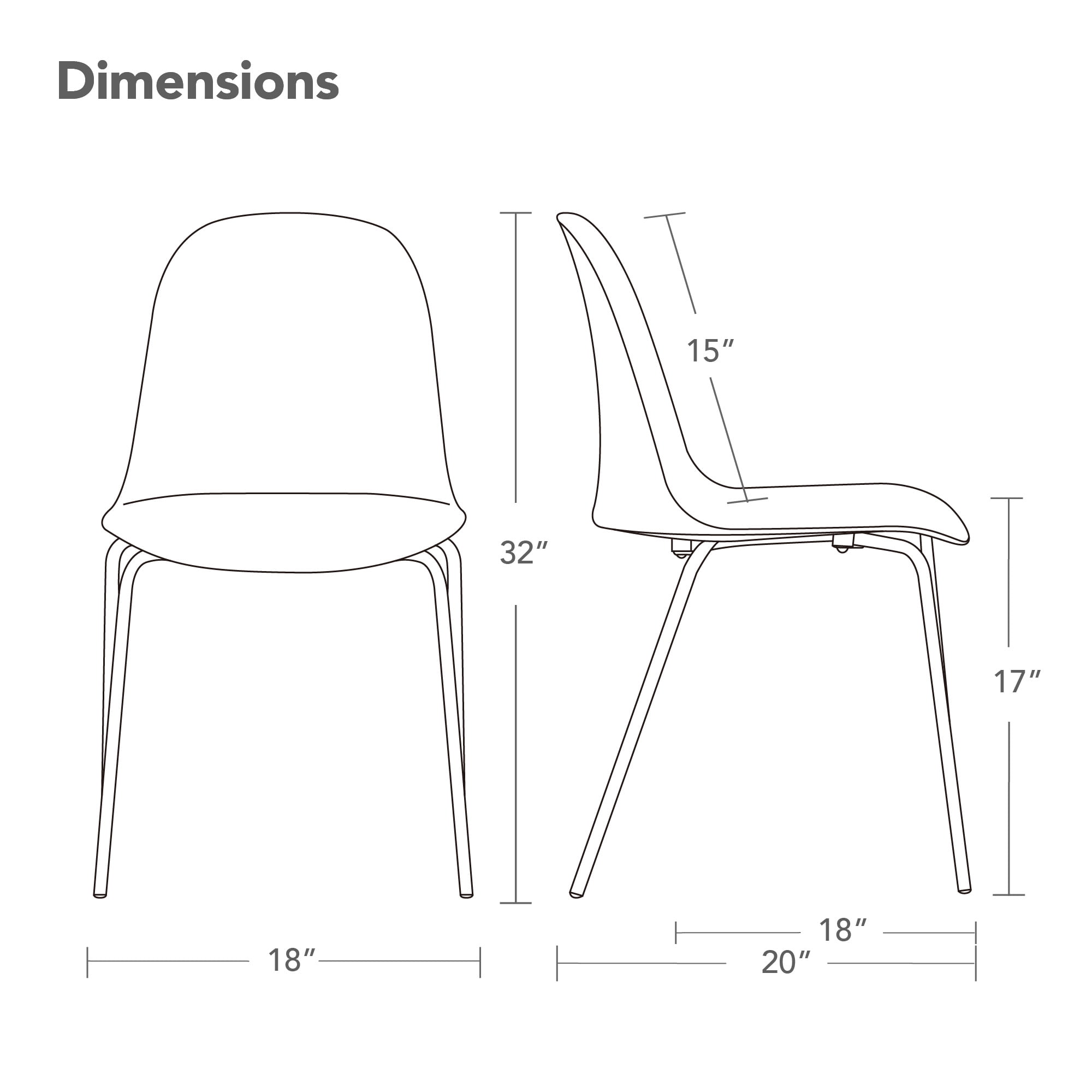 Spruce & Spring Modern Stackable Dining Chairs, Set of 4 Molded Plastic Kitchen Chairs with Metal Legs, Space-Saving Armless Design, White