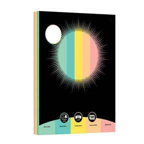 Heavyweight Pastel Cardstock, 8.5 x 11 Inch, 65 lb Thickness, 5 Assorted Hues, 100 Sheets for Crafts, Presentations, Multicolor