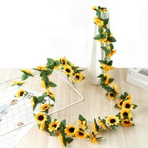 Meiiso Artificial Garland Clearance, 8.2Ft Artificial Sunflower Garland Vine, Silk Flowers with Green Leaves for Home Wedding Arch Decor