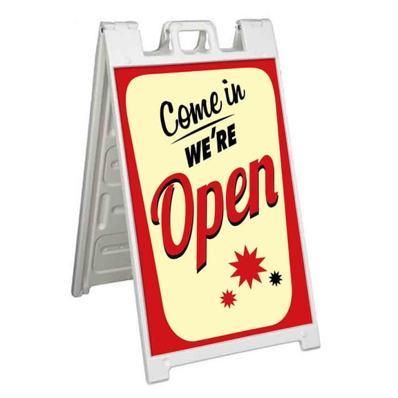 Come In We're Open (24" X 36") Standard A-Frame Signicade, Includes Decal Applied To Stand