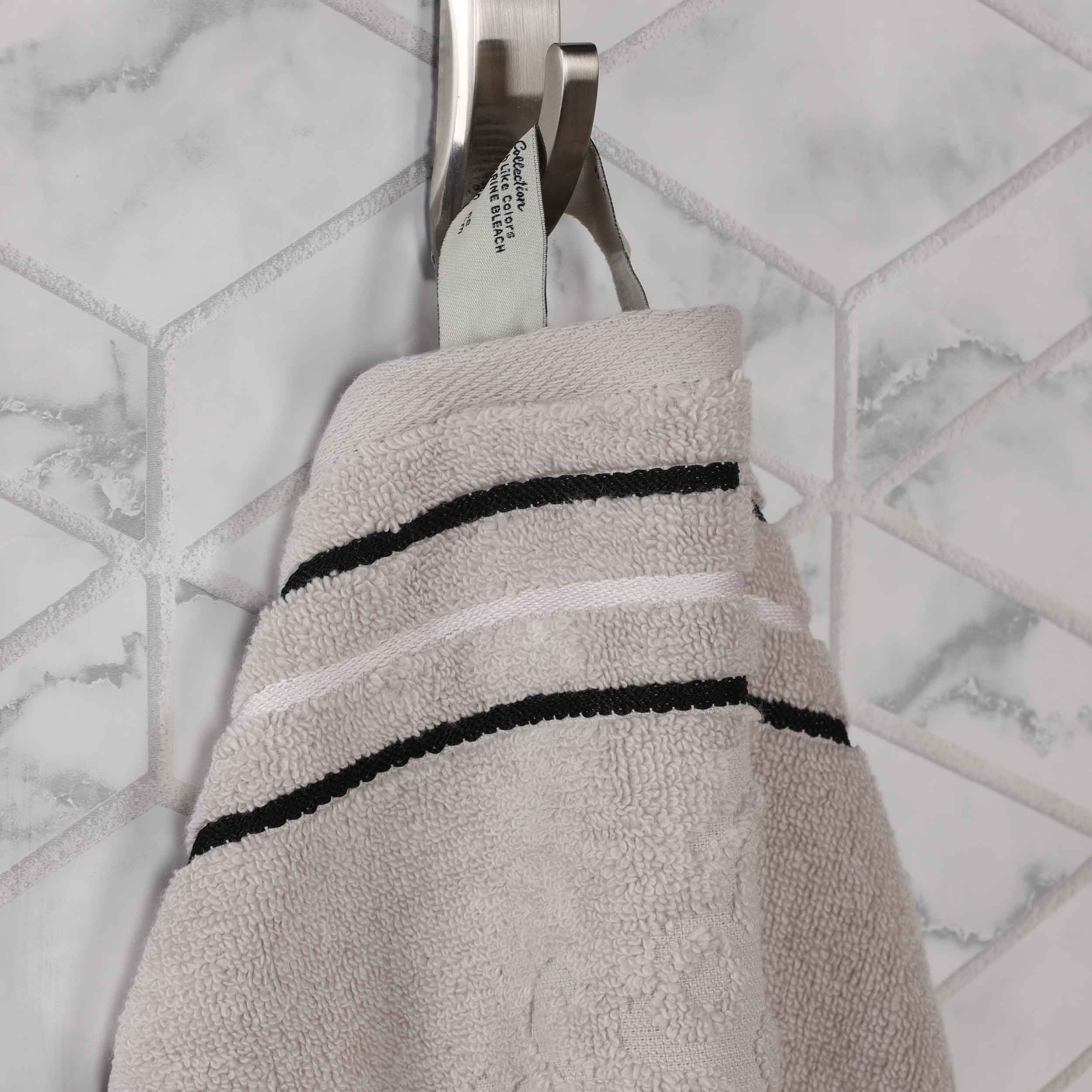 Superior Sadie Zero Twist Cotton Jacquard Hand Towel, Set of 6, Platinum