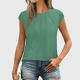thumbnail image 2 of Olyvenn Womens Eyelet Tops Short Sleeve Shirts Blouses for Women Dressy Casual Cap Sleeve Tops with Curved Hem Green L, 2 of 9