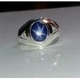 thumbnail image 2 of JewelryLoversZone Men's Blue Star Sapphire Ring 925 Sterling Silver Timeless Oval Cut Gemstone Jewelry Gift For Special Occasion Silver 10, 2 of 4