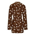 thumbnail image 4 of AINIYS Women Robes Short Lightweight Robe Soft Long Sleeve V Neck Sleepwear Casual Belt Bathrobe Printed Loungewear Coffee Pajamas for Women _a XL, 4 of 6