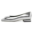 thumbnail image 2 of FSJ Women Slip on Square Toe Pumps Metal Studded Low Block Chunky Heels Comfortable Dress Office Shoes Size 12 Silver, 2 of 6