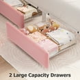 thumbnail image 4 of Anyact Twin Bed Frame with 2-Tier Storage Headboard, Metal Platform Bed Frame with 2 Storage Drawers, Built in Charging Station & LED, Pink, 4 of 11