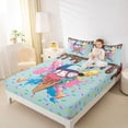 thumbnail image 3 of Castle Fairy Baseball Ice Cream Bed Sheets 4-Piece, Graffiti Splash Full Size Sheets, Blue Pink Teal,1 Fitted Sheet, 1 Flat Sheet and 2 Pillowcases, 3 of 6