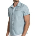 thumbnail image 5 of HAOMEILI Mens Short Sleeve Casual Button Down Shirts Summer Untucked Dress Shirts with Pocket, 5 of 7