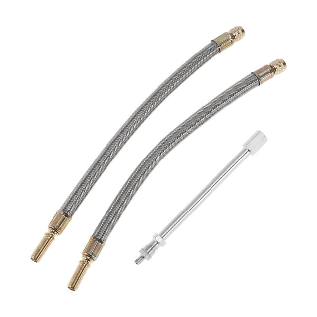 1 juego de extensión de válvula de neumático de cobre de 180 grados con adaptador de inflado de válvula de neumático de acero inoxidable de 250 mm para automóvil, motocicleta, RV, camión y bicicleta