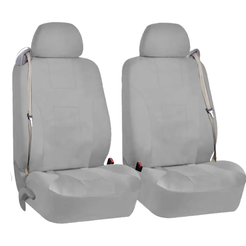 Premium Solid Gray Front Seat Covers for SUVS Pick up Trucks with Built