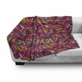 thumbnail image 3 of Feather Soft Flannel Fleece Throw Blanket, Psychedelic Style Vibrant Colored Abstract Feathers Overlapping Design, Cozy Plush for Indoor and Outdoor Use, 50" x 70", Multicolor, by Ambesonne, 3 of 6