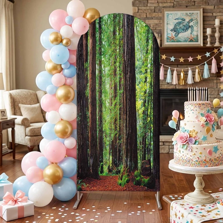 Forests Arch Backdrop Covers 5 FT, Spring Brown Trees Forest Green ...