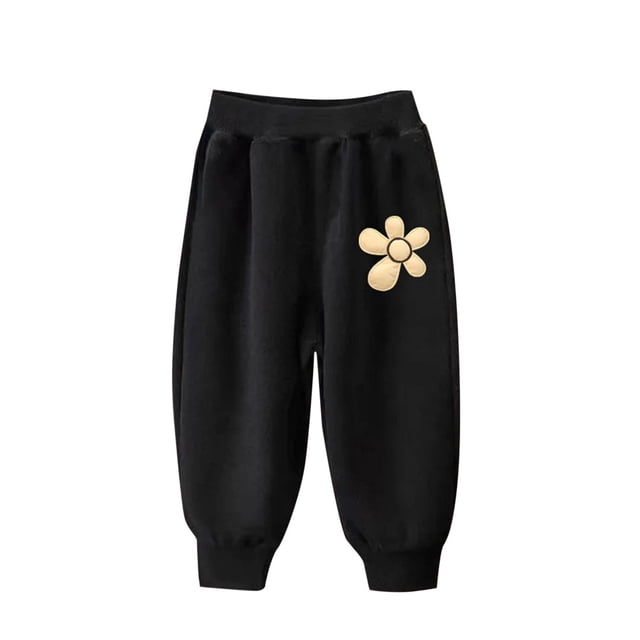 Odeerbi 3-10 Años Niños Niñas Pantalones de Algodón Con Estampado de Flores Pantalones de Deporte Casual Con Bolsillos