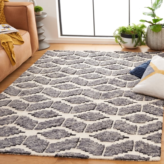 Safavieh Ebony Ronnie Geometric Area Rug, Dark Gray/Ivory, 5' x 8'