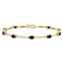 14k Yellow Gold Diamond and Sapphire Oval Bracelet - .01 dwt 1.98 cwt