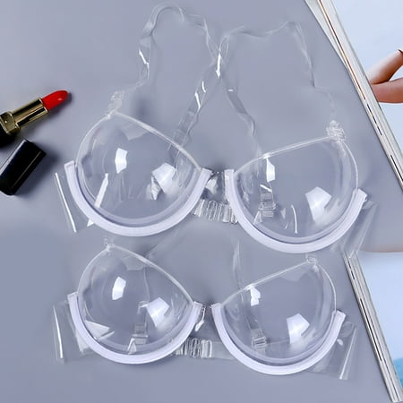 

NECHOLOGY Strap Clear Plastic Bra Transparent Underwear Bra Bra Disposable Honeymoon Lingerie for Bride Underwear Clear 3X-Large