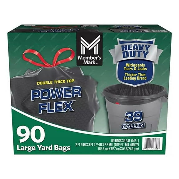 Heavy Duty 39-Gallon Yard Trash Bags, Unscented, 90 ct.