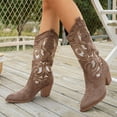 thumbnail image 6 of SACFOF Cowgirl Boots Women Chunky Heel Knee High Cowboy Boots Mid Calf with Chunky Heel Retro Embroidery Western Boots, 6 of 7