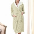 thumbnail image 2 of XuJwPNcy Womens Hooded Plush Robes Fashion Solid Bathrobes with Belt Soft Warm Long Bathrobe with Pockets, 2 of 3