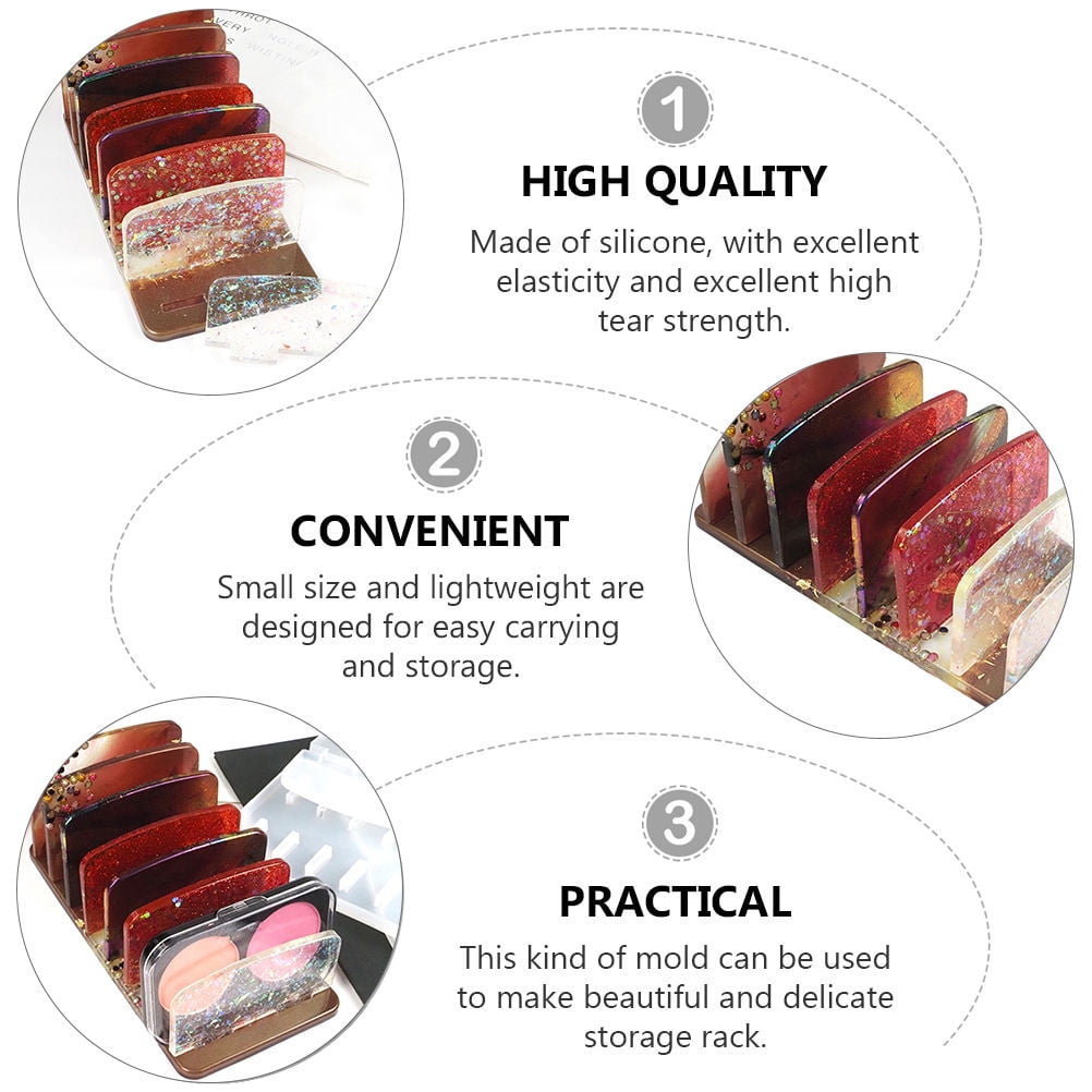 Hemoton 6-Piece Cosmetic and Jewelry Storage Rack Mold Set for Epoxy Resin Crafting and Organization