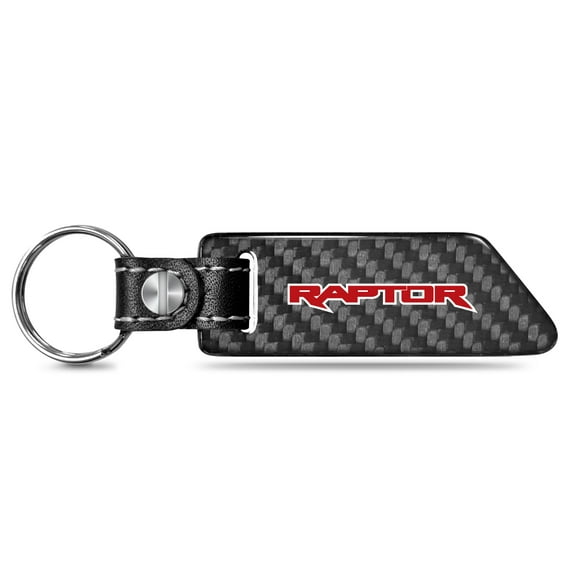 Ford F-150 Raptor in Red Real Carbon Fiber Blade Style Leather Strap Key Chain