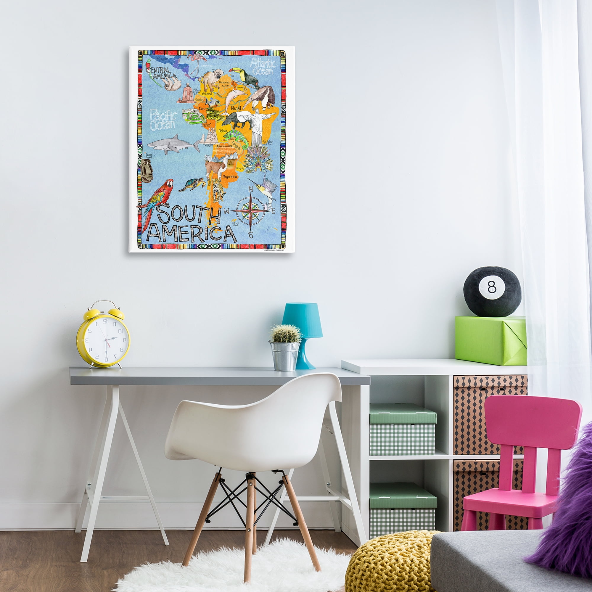 Stupell Industries South Africa Animal Map Town & City Painting Gallery Wrapped Canvas Art Print Wall Art, 30 x 40