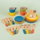 thumbnail image 1 of Platos de juguete de madera, juego de platos, cubiertos, tenedores, tazas educativas, platos de juego para niños Montessori para niños de 3, 4, 5 y 6, 1 of 10