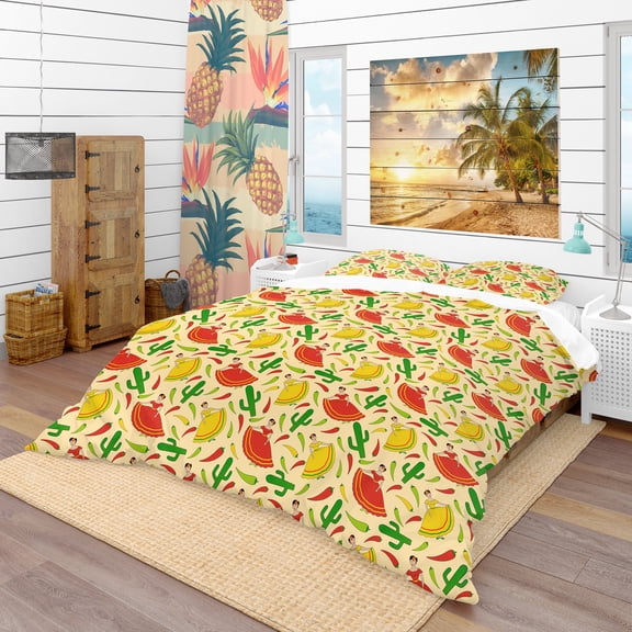 Designart 'Mexican Woman Pattern' Tropical Duvet Cover Set