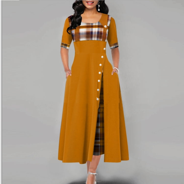 Patty Women Vintage Casual Plaid Print Button Fashion Half Sleeve Dresses Walmart Com Walmart Com Patty Women Vintage Casual Plaid Print Button Fashion Half Sleeve Dresses Walmart Com Walmart Com