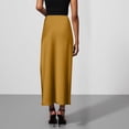 thumbnail image 6 of Women's Satin Midi Skirt, Solid Color Slip Bodycon Maxi Skirt, Elegant Flowy Slit Skirt for Wedding Guest, Party and Formal Occasions,Gold,S, 6 of 9