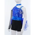 thumbnail image 4 of Doomiva Kids Girls Sparkly Gymnastics Leotard Latin Jazz Ballet Dance Mesh Tutu Skirted Jumpsuit Ballerina Outfit Royal Blue 12, 4 of 7
