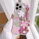 thumbnail image 1 of Funda rosa con flores de cerezo para iPhone, carcasa con purpurina líquida, arena movediza, para iPhone 14 Pro Max 13 12Mini 11 XS XR X SE 2020 6 6S 7 8 Plus Fivean unisex, 1 of 2