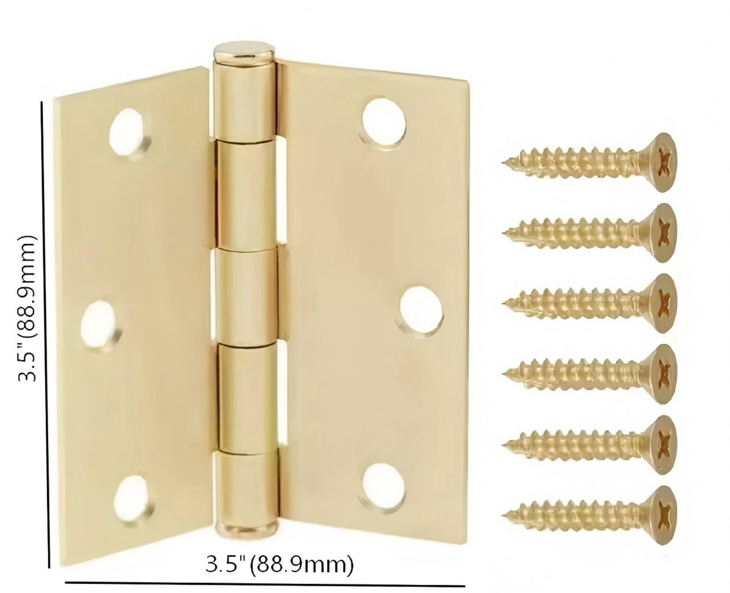 (2 pack) Hyper Tough 3-1/2 Inch New Square Corner Squeak-Free Door Hinge Brass, 1 Piece
