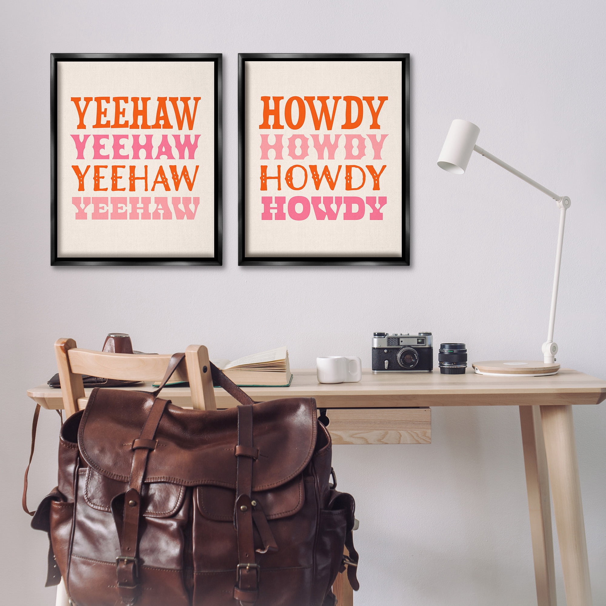 Stupell Industries Yeehaw & Howdy Typography Typography Painting Black Floater Framed Canvas Art Print Wall Art, 25 x 31, Set of 2
