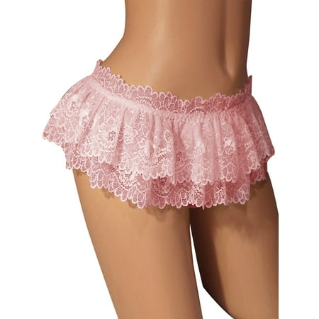 

Gvmfive Women Sexy Lace Thongs Underwear Ruffled G-string Lingerie Panties