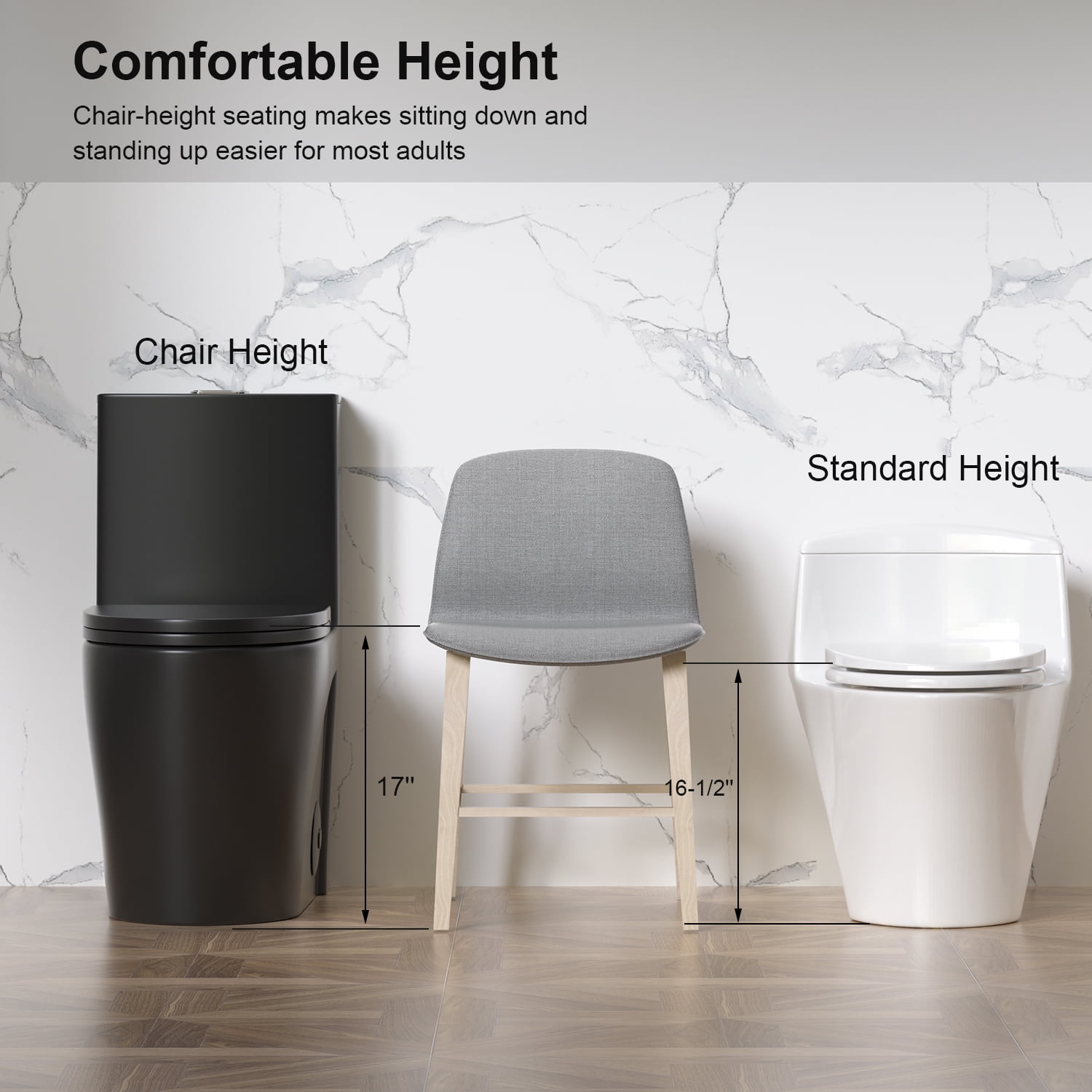 Aukfa One-Piece Toilet Dual Tornado Flush 1.1/1.6 GPF ,ADA Comfort Height,Water Sense Certified, Soft-Close Seat,Black