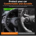 thumbnail image 3 of Elastic Stretch Car Steering Wheel Cover, Leather Auto Steer Wheel Protection for 14.5-15 Inch, Anti-Slip Cute Vehicle Interior Protective Accessories Universal for SUV, Truck, Sedan（Black）, 3 of 5