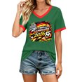 thumbnail image 2 of Women's Football Graphic T-Shirt, Women's V-Neck Short Sleeve Letter Print T-Shirt for Casual Summer for Soccer Tournament 2026 Green Size: M, 2 of 5
