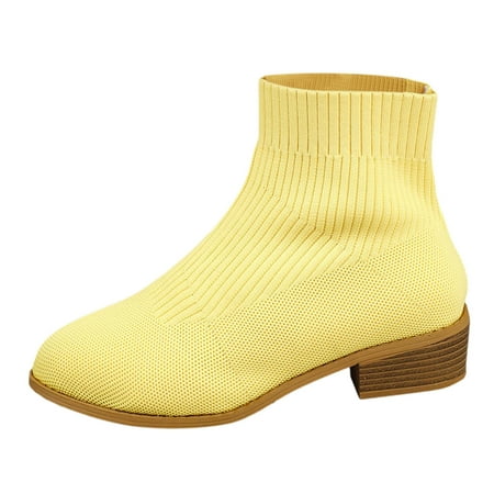 GHSOHS Cowboy Boots for Women Dress Boots Ankle Boots Shoes Comfortable Shoes for Women Knitted Pointed Toe Short Sleeve Mesh Breathable Plus Size Sock Boots Ankle Boots Short Boot Rain Boots Size 40