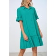 thumbnail image 2 of Vestido camisero MEROKEETY de verano con botones y mangas con volantes para mujer, 2 of 8
