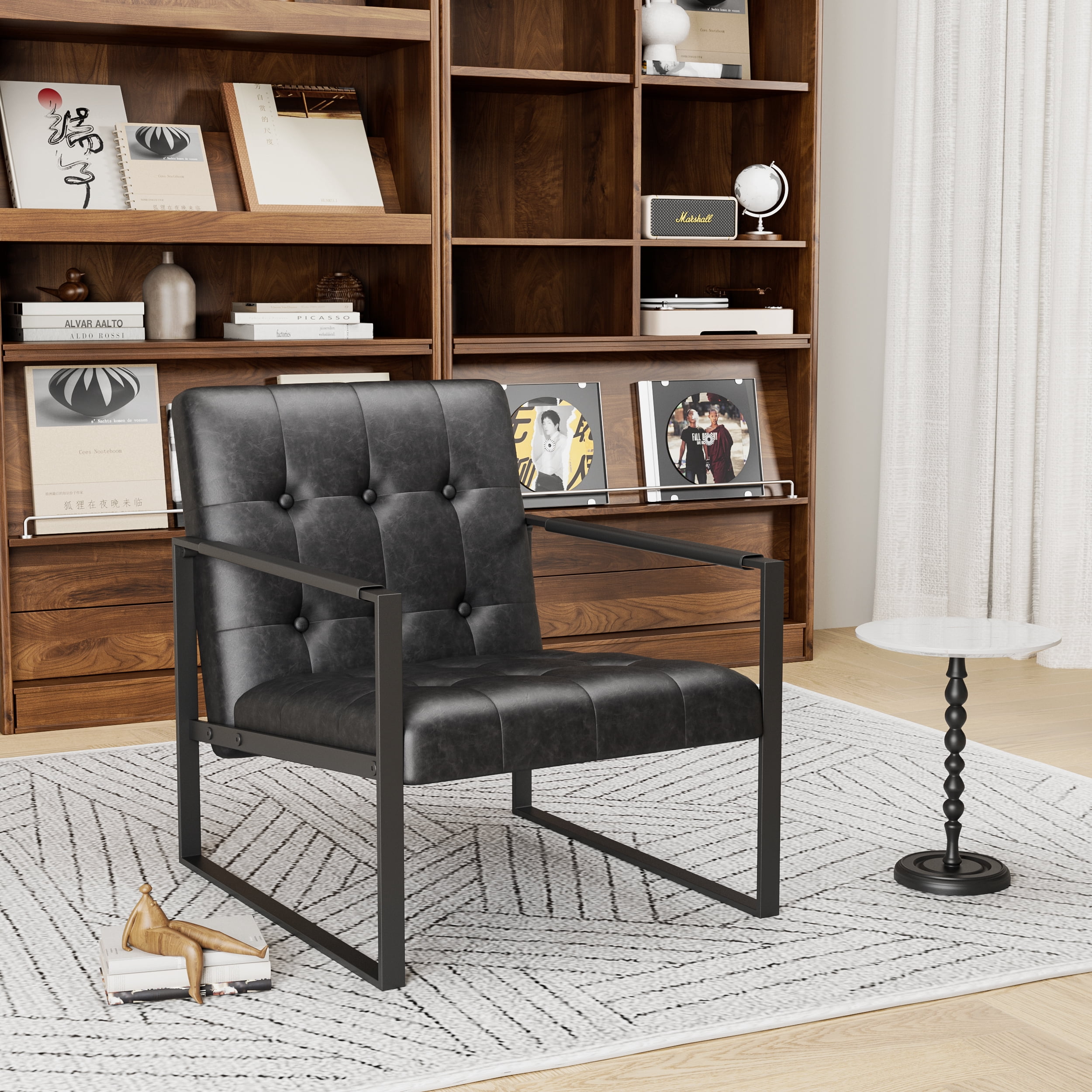 Modern Accent Chair,PU Upholstered Accent Chair Armchair Sofa Chair for Bedroom,Living Room,Office,