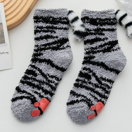 

Pxiakgy fall clothes for women 2022 Gift Soft Fuzzy Socks Slipper Comfy Warm Winter Womens Home Cartoon Thick Socks D + One size