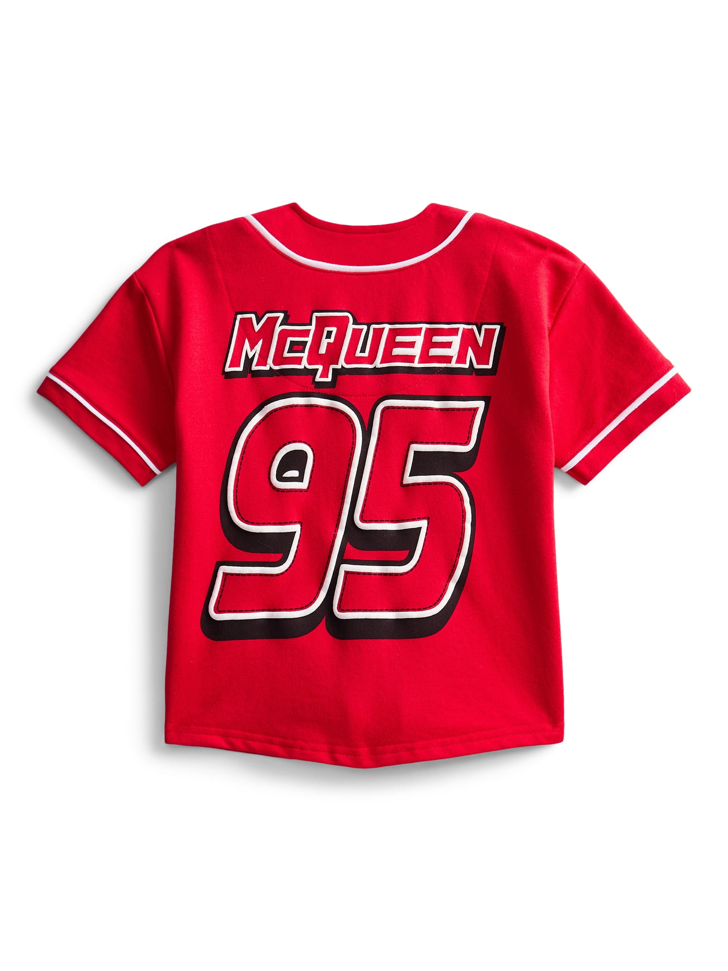 Pixar Cars Toddler Button Down Baseball Jersey with Short Sleeves, Sizes 12M-5T