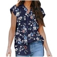 thumbnail image 2 of Summer Savings Clearance 2023! TAGOLD Womens Summer Tops,Women's Summer Casual Short Sleeve Blouse Button Floral Print Turndown Collar T-Shirt Tops, 2 of 5