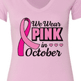 thumbnail image 4 of Inktastic Breast Cancer Awareness We Wear Pink in October Women's V-Neck T-Shirt, 4 of 5